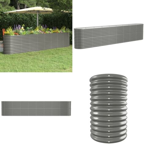 Letto Giardino Acciaio Zincato 332x40x68 cm Grigio - Letto in acciaio zincato - Fioriera da giardino