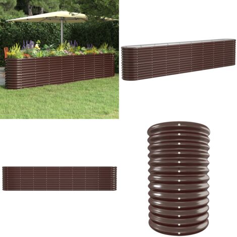 Letto Giardino Acciaio Zincato 332x40x68cm Marrone - Letto in acciaio zincato - Fioriera da giardino