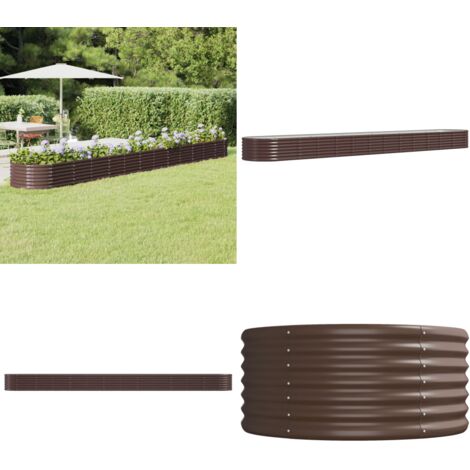 Letto Giardino Acciaio Zincato 512x80x36cm Marrone - Fioriera da giardino - Letto rialzato