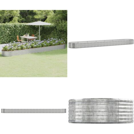 Letto Giardino Acciaio Zincato 544x100x36cm Argento - Fioriera da giardino - Letto in acciaio zincato