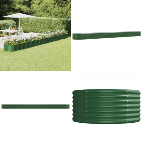 Letto Giardino Acciaio Zincato 620x80x36 cm Verde - Letto in acciaio zincato - Fioriera da giardino