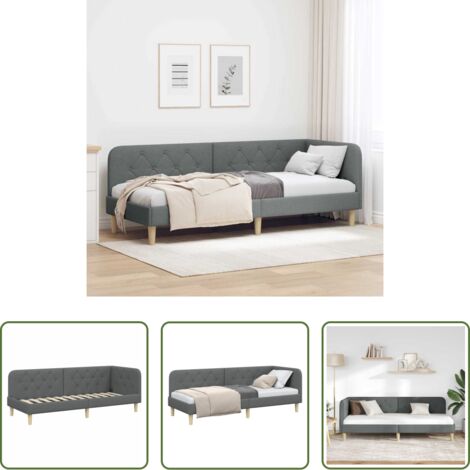 Letto giorno -  Cornice del letto ad angolo Grigio scuro 80 x 200 cm Tessuto