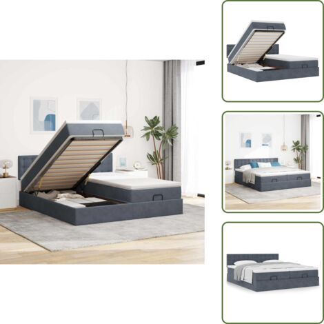 Letto giroletto - vidaXL Struttura Letto Pouf con Materassi 200x200 cm Velluto - Letto con vano portaoggetti