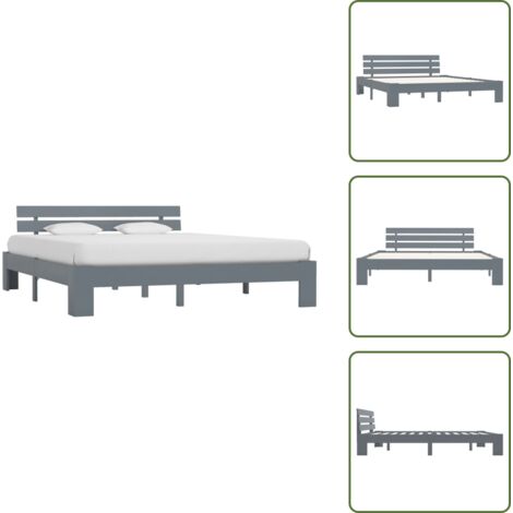 Letto grigio - vidaXL Giroletto senza Materasso Grigio 180x200 cm Legno Massello Pino - Letto senza materasso