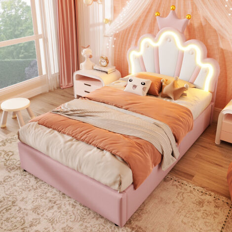 Letto Imbottito 90x200 cm con Testiera Regolabile e Contenitore Idraulico