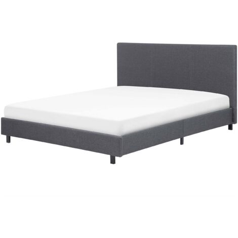 Letto Imbottito Grigio Rete Doghe Testata Alta Gambe Metallo 160 x 200 cm Albi