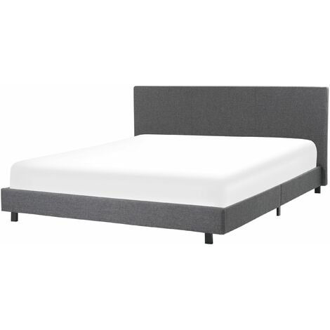 Letto Imbottito Grigio Rete Doghe Testata Alta Gambe Metallo 180 x 200 cm Albi