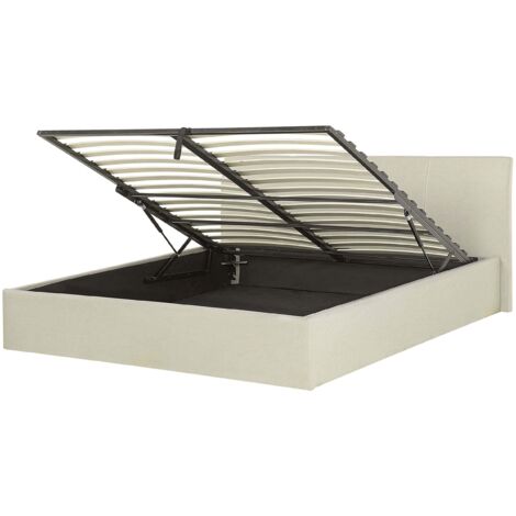 Letto Imbottito in Tessuto Beige con Box Letto 160 x 200 cm Orbey