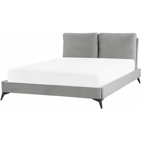 Letto imbottito moderno in velluto grigio 140 x 200 cm Melle