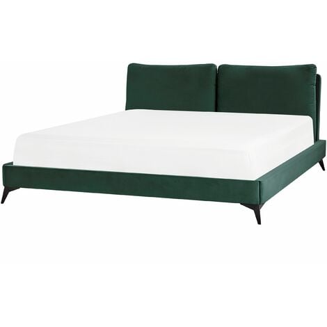 BELIANI Letto imbottito moderno in velluto verde 180 x 200 cm Melle