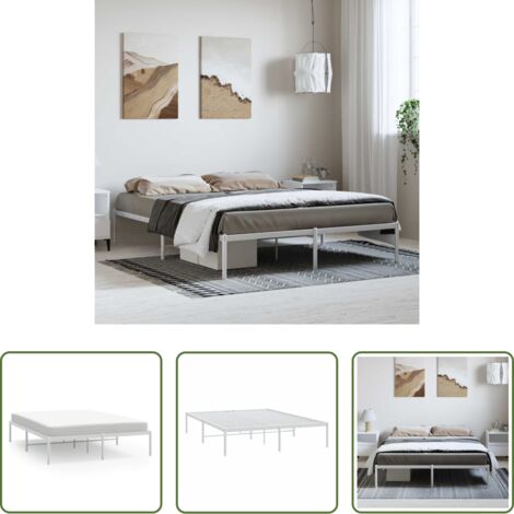 Letto in acciaio -  Giroletto in Metallo Bianco 150x200 cm