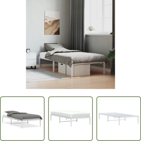 Letto in acciaio -  Giroletto in Metallo Bianco 90x190 cm