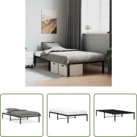 Letto in acciaio -  Giroletto in Metallo Nero 100x200 cm