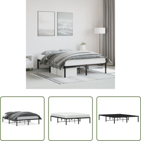 Letto in acciaio -  Giroletto in Metallo Nero 140x200 cm