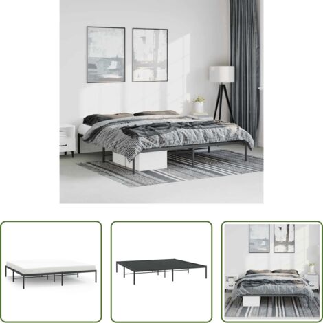 Letto in acciaio -  Giroletto in Metallo Nero 183x213 cm