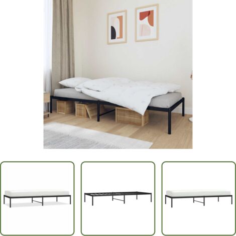 Letto in acciaio -  Giroletto in Metallo Nero 90x200 cm