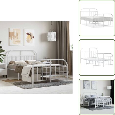 Letto in acciaio - vidaXL Giroletto con Testiera e Pediera Metallo Bianco 120x190 cm - Letto con spazio sottostante