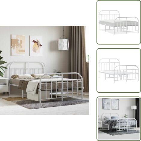 Letto in acciaio - vidaXL Giroletto con Testiera e Pediera Metallo Bianco 120x200 cm - Letto con spazio sottostante