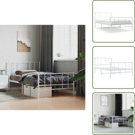 Letto in acciaio - vidaXL Giroletto con Testiera e Pediera Metallo Bianco 90x190 cm - Letto con spazio sottostante