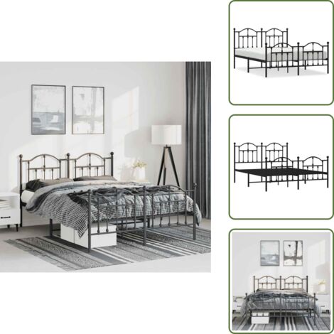 Letto in acciaio - vidaXL Giroletto con Testiera e Pediera Metallo Nero 135x190 cm - Letto con spazio sottostante