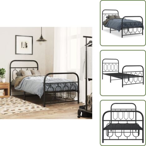 Letto in acciaio - vidaXL Giroletto con Testiera e Pediera Metallo Nero 90x200 cm - Letto robusto