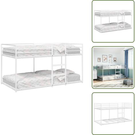 Letto in acciaio - vidaXL Letto a Castello senza Materasso Bianco 80x200 cm in Acciaio - Letto salvaspazio