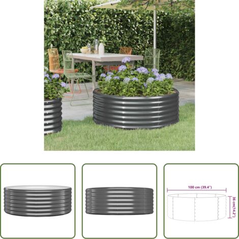 Letto in acciaio zincato -  Letto da Giardino in Acciaio Zincato 100x100x36 cm Antracite