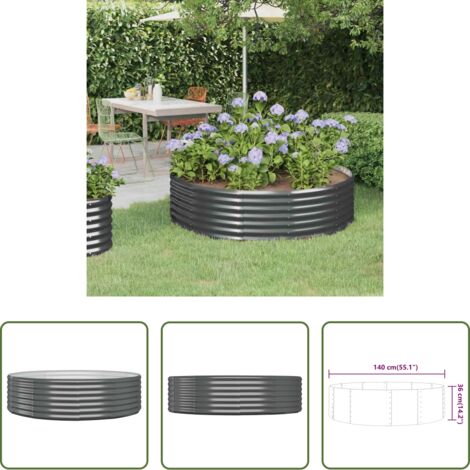 Letto in acciaio zincato -  Letto da Giardino in Acciaio Zincato 140x140x36 cm Antracite
