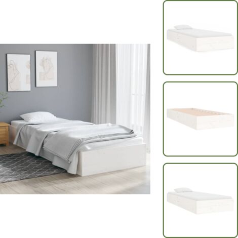 Letto in compensato - vidaXL Giroletto Bianco in Legno Massello 90x190 cm Single - Letto moderno