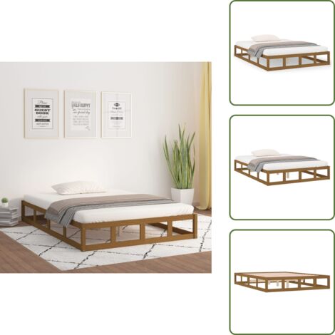 Letto in compensato - vidaXL Giroletto Marrone Ambra 120x200 cm in Legno Massello - Letto moderno