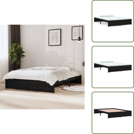 Letto in compensato - vidaXL Giroletto Nero in Legno Massello 140x190 cm - Letto nero