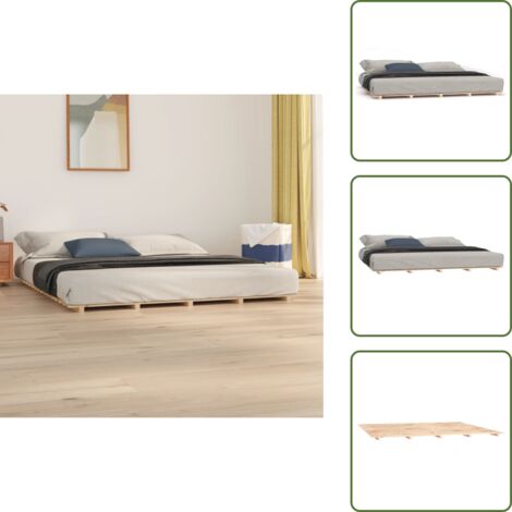 Letto in compensato - vidaXL Giroletto senza Materasso 160x200 cm in Legno Massello di Pino - Letto con telaio