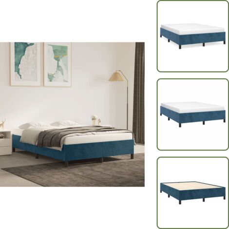 Letto in compensato - vidaXL Giroletto senza Materasso Blu Scuro 140x190 cm in Velluto - Letto con gambe di supporto