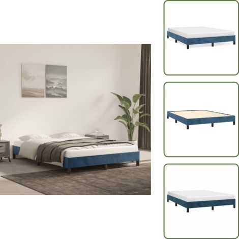 Letto in compensato - vidaXL Giroletto senza Materasso Blu Scuro 140x190 cm in Velluto - Letto con gambe di supporto