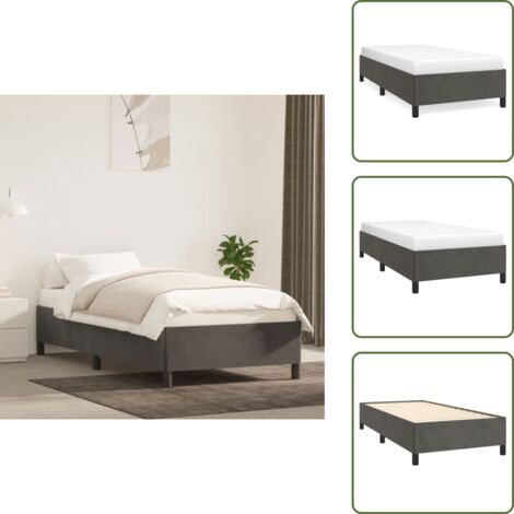 Letto in compensato - vidaXL Giroletto senza Materasso Grigio Scuro 80x200 cm Velluto - Letto con gambe