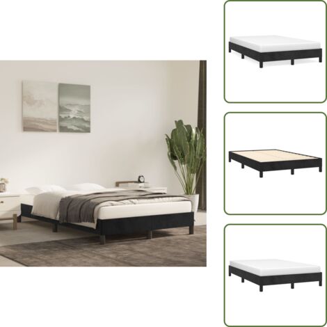 Letto in compensato - vidaXL Giroletto senza Materasso Nero 120x190 cm Velluto - Letto con gambe di supporto