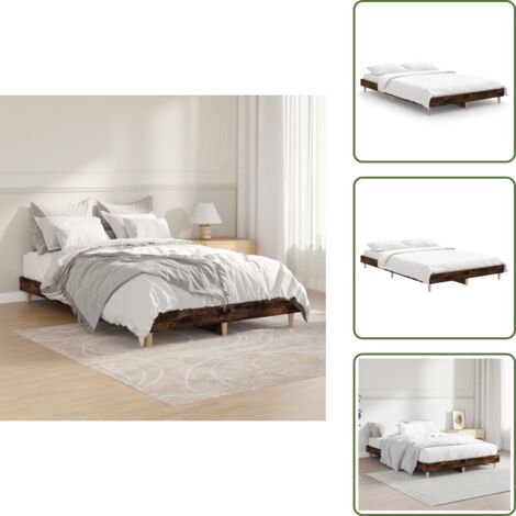 Letto in compensato - vidaXL Giroletto senza Materasso Rovere Fumo 120x190 cm in Truciolato - Letto con gambe in legno