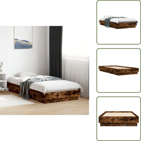 Letto in compensato - vidaXL Giroletto senza Materasso Rovere Fumo 75x190 cm in Truciolato - Letto con telaio