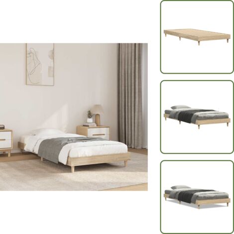 Letto in compensato - vidaXL Giroletto senza Materasso Rovere Sonoma 75x190 cm in Truciolato - Letto con gambe in legno