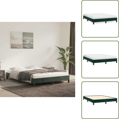 Letto in compensato - vidaXL Giroletto senza Materasso Verde Scuro 140x200 cm in Velluto - Letto con gambe