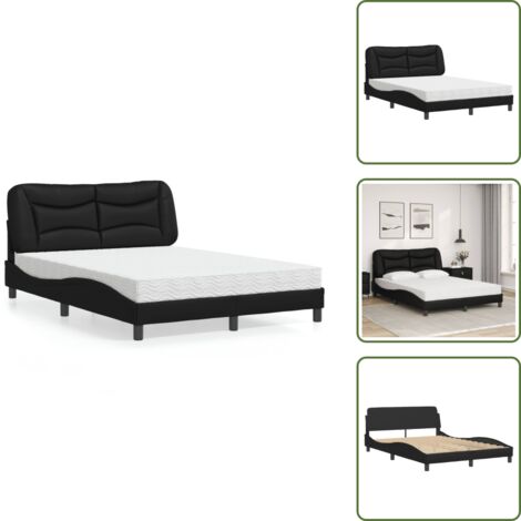 Letto in compensato - vidaXL Letto con Materasso Hvar Nero 140x200 cm in Similpelle - Materasso H2