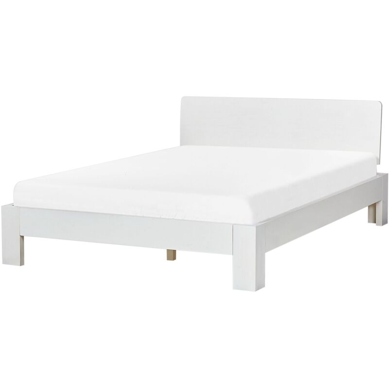 Beliani Letto In Legno Bianco Schienale Alto Con Rete A Doghe 140 X...