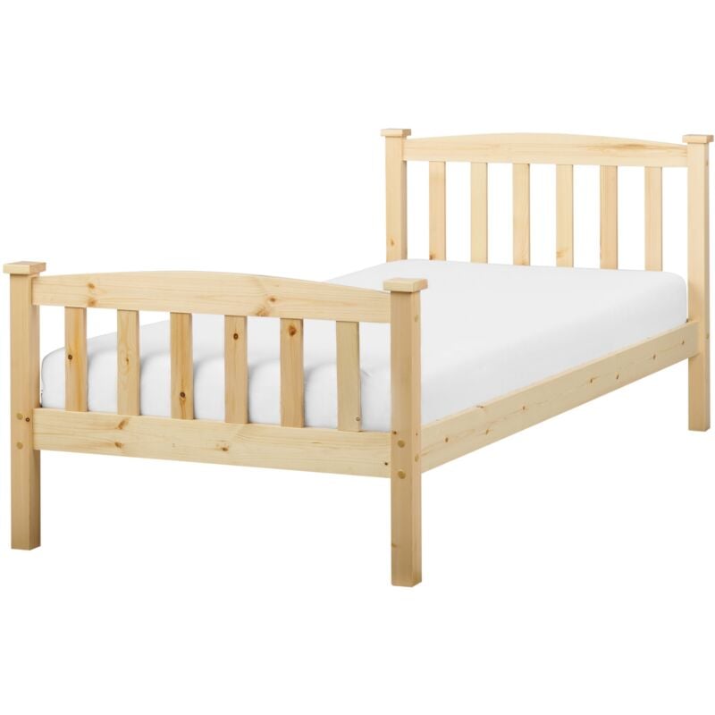 Letto in Legno Chiaro con Rete a Doghe Design