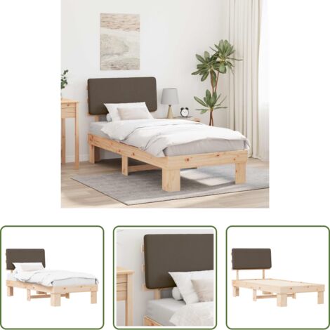 Letto in legno di pino -  Letto con Testiera Rivestita Talpa 80 x 200 cm Pino massello