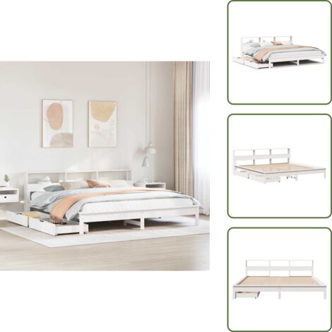 Letto in legno di pino - vidaXL Letto Libreria senza Materasso Bianco 200x200 cm Legno di Pino - Letto salvaspazio