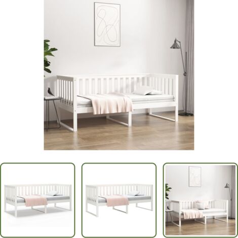 Letto in legno -  Dormeuse senza Materasso Bianca 90x200 cm Legno Massello Pino