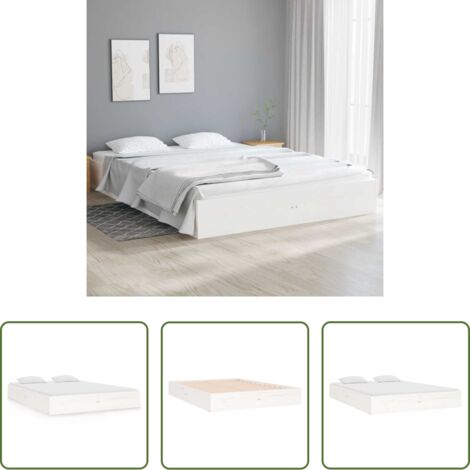 Letto in legno -  Giroletto Bianco in Legno Massello 120x190 cm Small Double