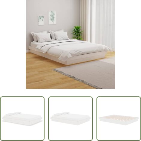 Letto in legno -  Giroletto Bianco in Legno Massello 140x190 cm