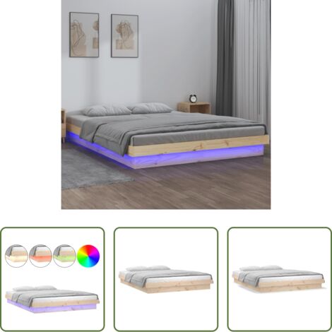 Letto in legno -  Giroletto con LED 120x190 cm Small Double in Legno Massello