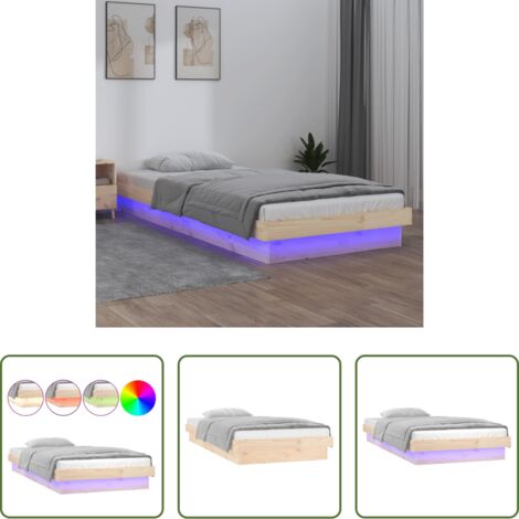 Letto in legno -  Giroletto con LED 90x200 cm in Legno Massello